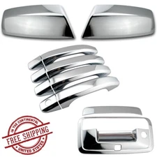 For 14-18 Chevy Silverado Chrome Top Mirror + 4Dr Handle + Tailgate Cam Covers 