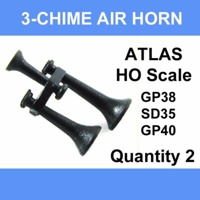THREE CHIME AIR HORN  GP38 GP40 SD35 SDP35 -2'S  (Quantity 2) B  ACK   ATLAS HO