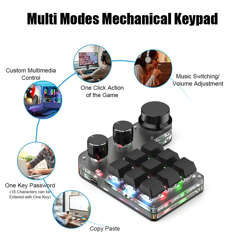 Universal 3 Knob 9 Key Multifunctional Mechanical Keyboard Clip