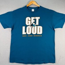 San Jose Sharks Get Loud Play Off T-Shirt Mens XL Blue Fruit Of The Loom NHL