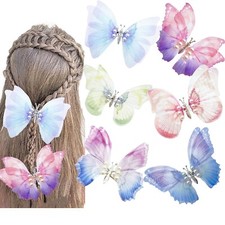 Gradient Butterfly Hair Clips Set - Multi-color Cute Hair Accessories for Gir...