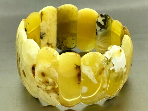 AMBER BRACELET Gift Yellow Milky Baltic Amber Beads LUXURY Jewelry 32,7g 15019