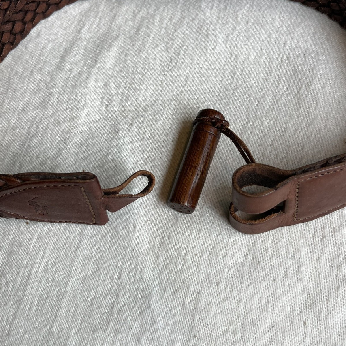 Vintage Ralph Lauren Brown Braided Leather Boho Belt With Wood Peg Closure Vintage Polo Ralph Lauren Braided Leather Belt – Very Breezy main image 2