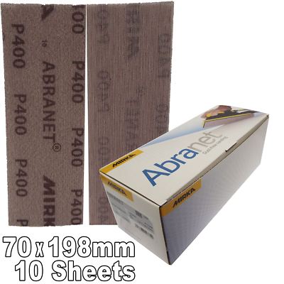 Mirka Abranet 70x198mm P400 Körnung 10x HakenNLoop staubfrei schleifen Schleifstreifen