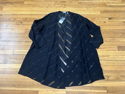 Selection by Ulla Popken Black Sheer Cardigan Women's Size 12/14 NWT $89.99