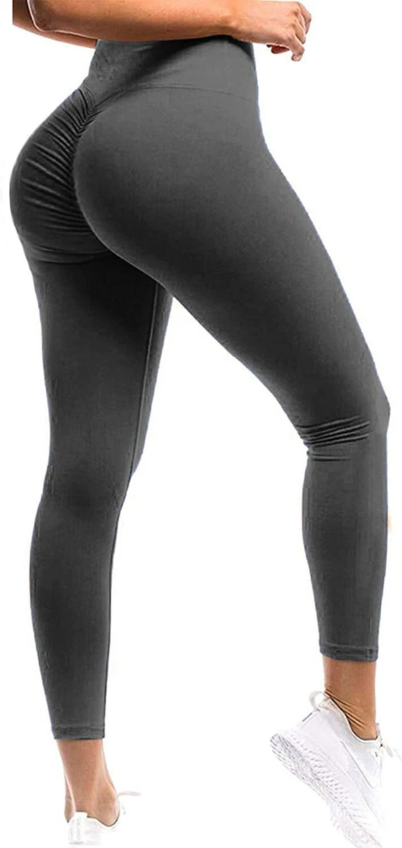 SEASUM Women Scrunch Butt Leggings High Waisted Ruched Yoga Pants Workout  Butt L