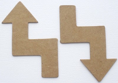 {5} *ZIG ZAG ARROW* Directional Bare Chipboard Die Cuts - 1 3/4''  x  2 1/2'' inch