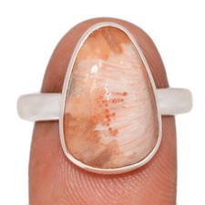 Natural Orange Scolecite - India 925 Sterling Silver Ring Jewelry s.9 CR74103