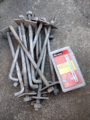 Red Head Hex Sleeve Anchor 1/2" x 4"  & Simpson Strong tie 12" bolts