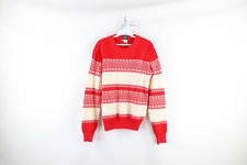 Vintage 60s 70s Streetwear Mens Small Distressed Fair Isle Knit Crewneck Sweater