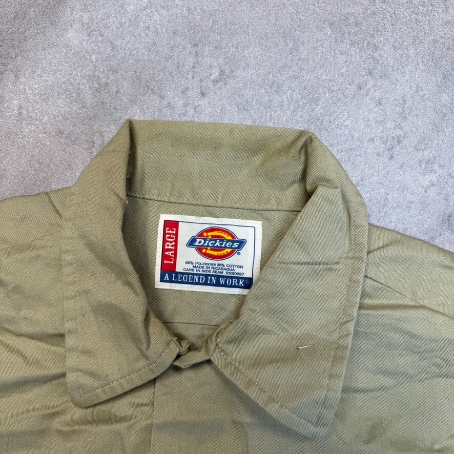 Dickies Shirt Mens Y2K Long Sleeve Button Up Workwear Top, Beige, Large image 8