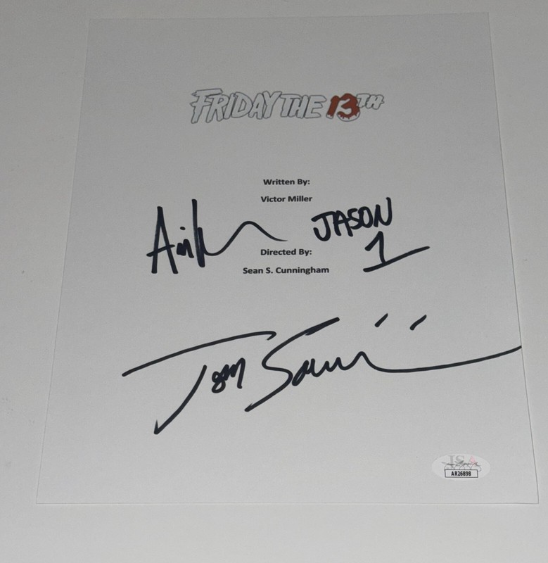 ARI LEHMAN TOM SAVINI SIGNED FRIDAY THE 13TH MOVIE SCRIPT  JSA COA