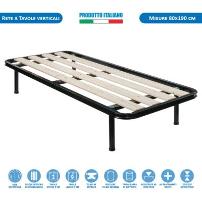 COMPRARREDO Rete singola 80x190 a doghe verticali ortopedica e solida con telaio in metallo