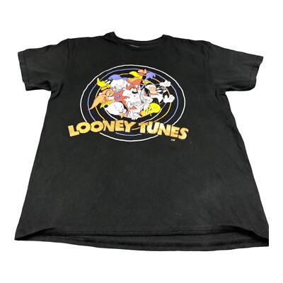 Looney Tunes T Shirt  Men Medium Black Bugs Bunny and the Gang Cartoon Print