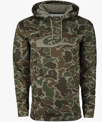 DRAKE WATERFOWL HOODIE MEN'S CAMO PERFORMANCE OLD SCHOOL GREEN LOGO ALL SIZES