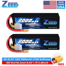 2x Zeee 6S LiPo Battery 8000mAh 22.2V 120C XT60 for RC Car Truck Desert Racer