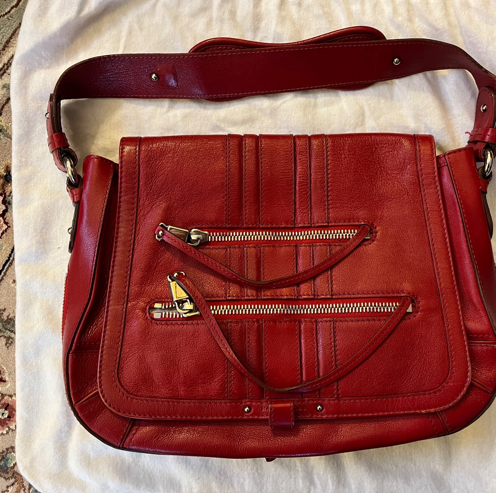 Marc Jacobs Red Leather Moto Twice, Pristine. MSRP $568 | eBay