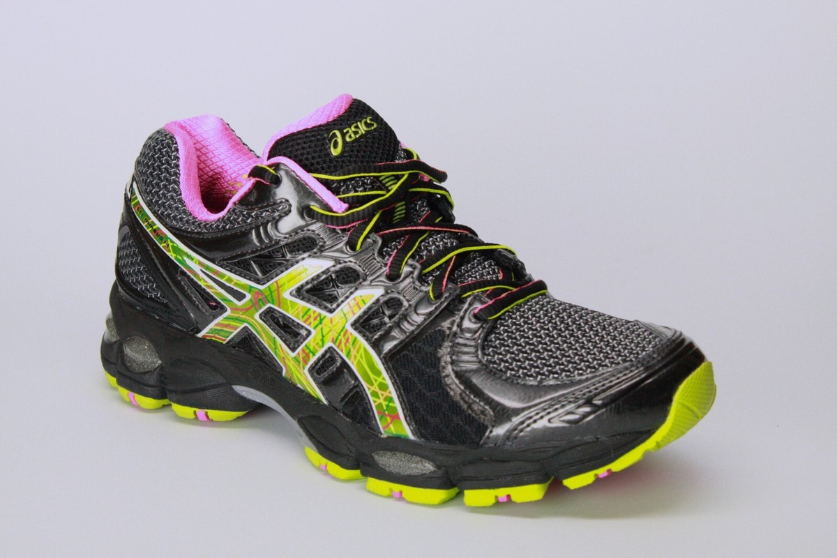 Super Rare Asics Gel Nimbus 14 Women Black /Green / Pink Running