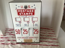 Three Slot US Postage Stamp Machine Dispenser, 50, 25 Cent Vending. No key