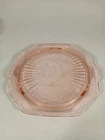 Anchor Hocking 10" Mayfair Open Rose Pink Depression Glass Footed Cake Plate