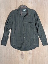alex cannon button up shirt mens size M long sleeve collard plaid green