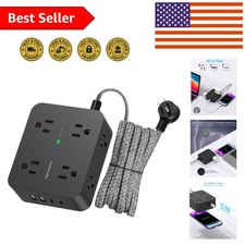 8-Outlet Surge Protector Power Strip with 4 USB Ports, Wall Mountable  5Ft Cord