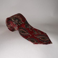 Christian Dior Silk Tie Red/Blue/Gold Paisley Woven Designer Men's One Size