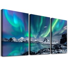 farmhouse Wall Art Aurora Scenery Painting on Canvas Wall decorations for liv...