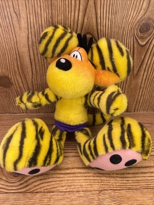 Vintage Diddl German Comic Yellow Striped Mouse Plush Bendable Limbs
