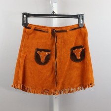 Handmade Suede Fringe Skirt Longhorn Pockets Western Kids 12  Waist