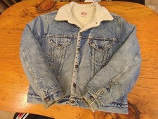 Levis Vtg Denim Jean Jacket Trucker USA Made 44R Sherpa Fleece 70s San Francisco