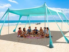 Beach Tent Sun Shelter, 13x10FT Beach Shade Canopy with 10 Sandbags, UPF50+