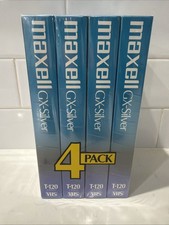 Maxell Video Cassette 4 Pack GX-Silver Blank VHS Tapes T-120 6 hr NEW Sealed VCR