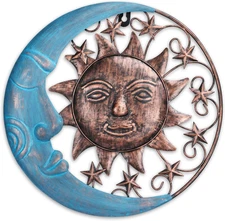 Sun Face Metal Wall Art Decor Outdoor Sun Moon Patio Garden Fence Deck Yard Pool