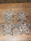 Vintage 4 Vintage Star-Shaped Clear Glass Taper Candle Holders