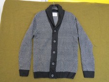 Primark Sweater Men's Medium Black Gray Shawl Collar Cardigan Button Knit