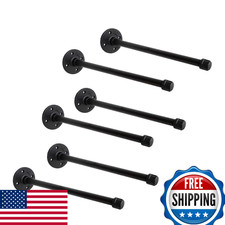 1/2" Industrial Black Iron Pipe Shelf Brackets Rustic Wall Mounted DIY Shelving