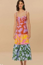 NWT AUTH FARM RIO Mixed Tropical Swing Sleeveless Midi Dress EXTRA LARGE XL