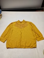 Blusa Soho New York Jeans Para Mujer Amarilla Manga Larga Grande Botón Cuello Trasero