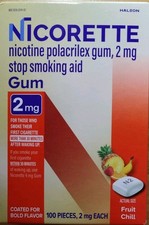 Nicorette Gum 2 Mg, 100 Pieces, Fruit Chill EXP: 01/2028 Thru 05/2028
