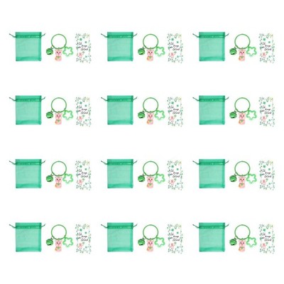 12x ST Patrick Day Keychains Party Favor Packs Cards Costume Accessories Key