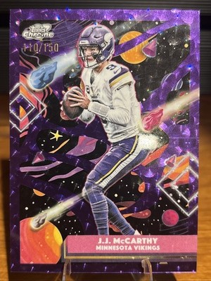 2025 Topps Cosmic Chrome JJ McCarthy Purple Nebula #/150 Refractor Vikings