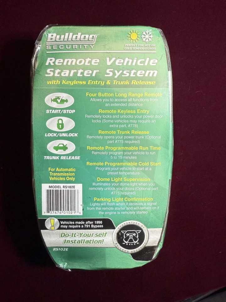 Sistema de arranque remoto de vehículo Bulldog Security con derivación antirrobo RS82B Foto 2 de 4