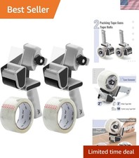 Ergonomic 2-Inch Packing Tape Gun Set - 2 Heavy Duty Dispensers Clear Rolls