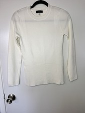 Tahari Womens Size Small White Sweater Round Neck Pull Over