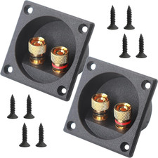 2PCS 2.2 Inch Square 2-Way Speaker Box Terminal Cup with Banana Plugs and Screw