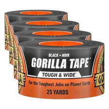 Gorilla Tape Tough  Wide,Black Tape,2.88" x 25 yd - Heavy Duty and Weather