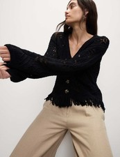 Marks & Spencer Womens Black Button V-Neck Long sleeved Cardigan - M&S