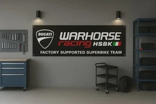 Ducati Superbike Racing Flag 71x24 Black Garage Decor | Warhorse Motorcycle Team