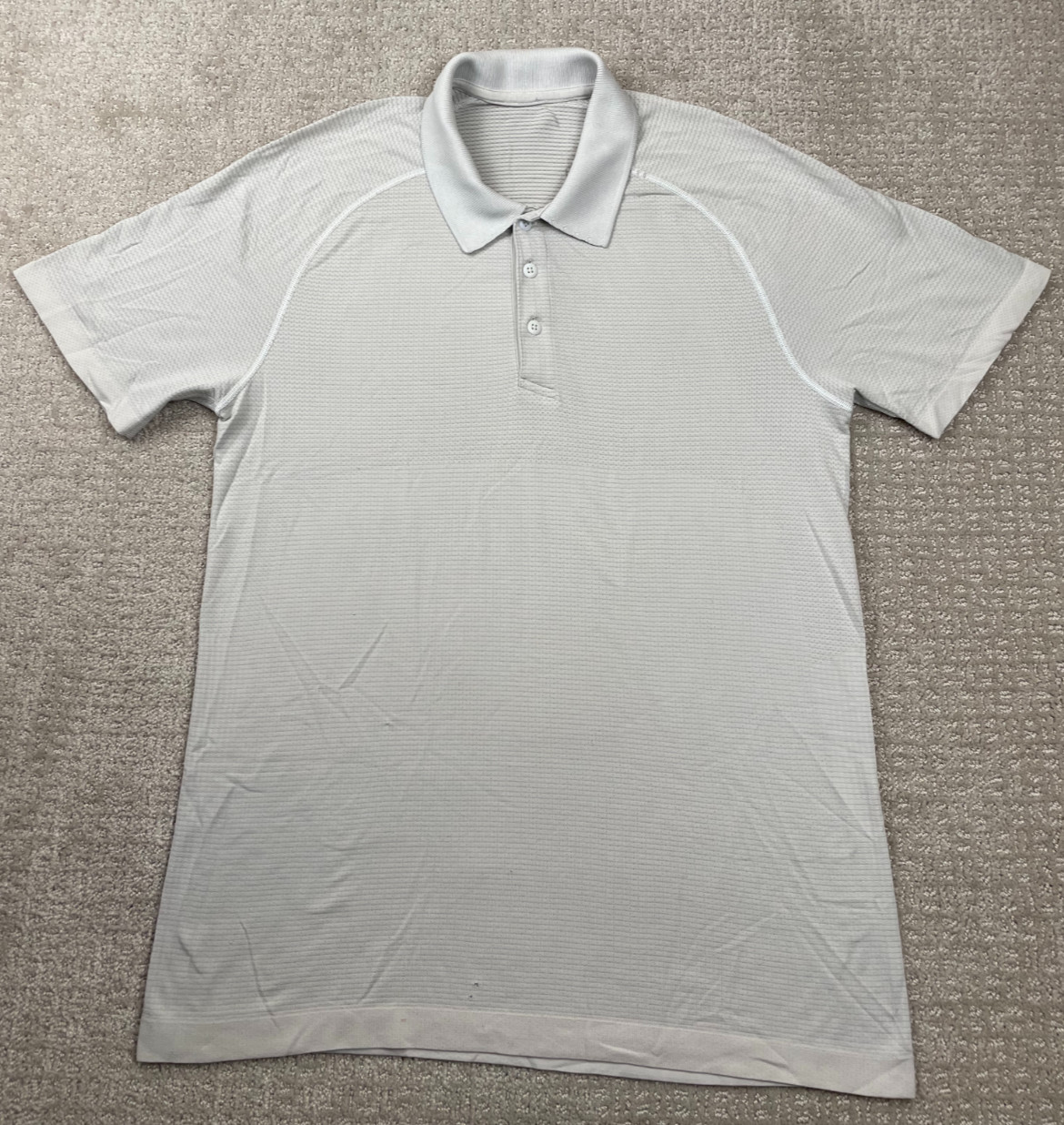 Lululemon Polo Shirt Mens Medium White Metal Vent Tech Short Sleeve Stretch Golf